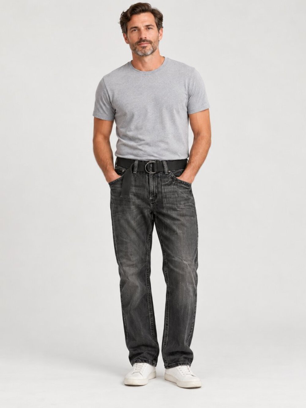 NWT Surplus Men’s Straight Leg Jeans 34x34 Blasted Black Belted